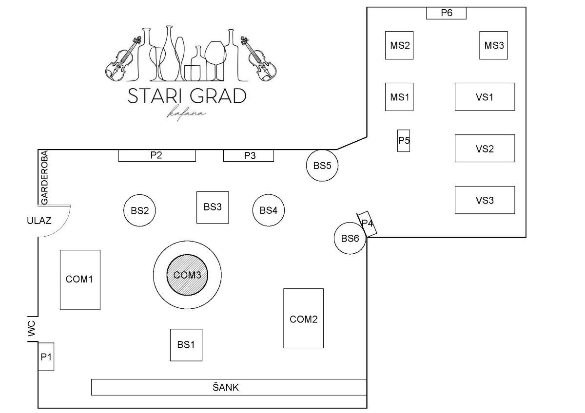 Seating map - Kafana Stari Grad Matinee New Year 2026