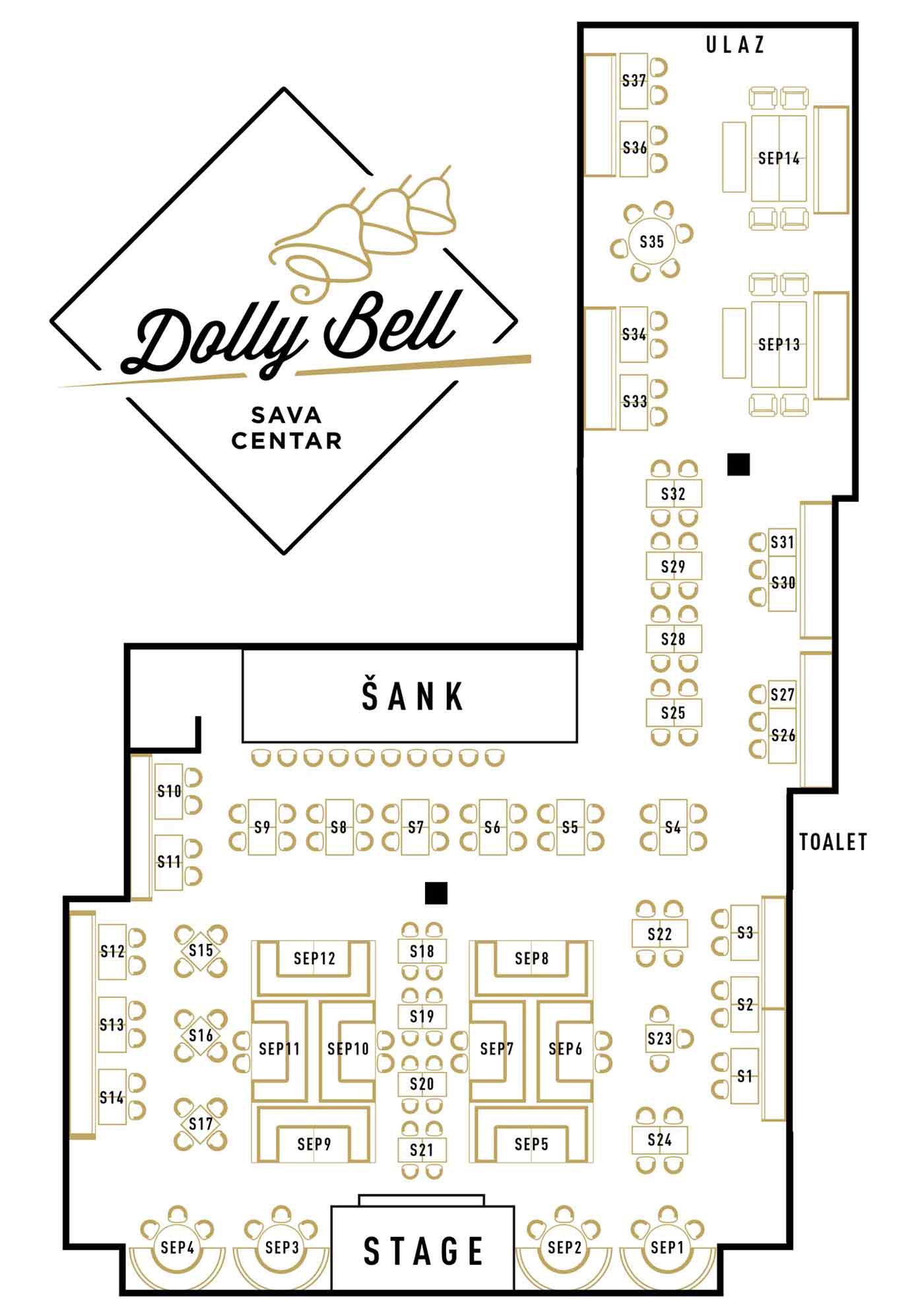 Seating map - Dolly Bell Sava Center New Year 2026