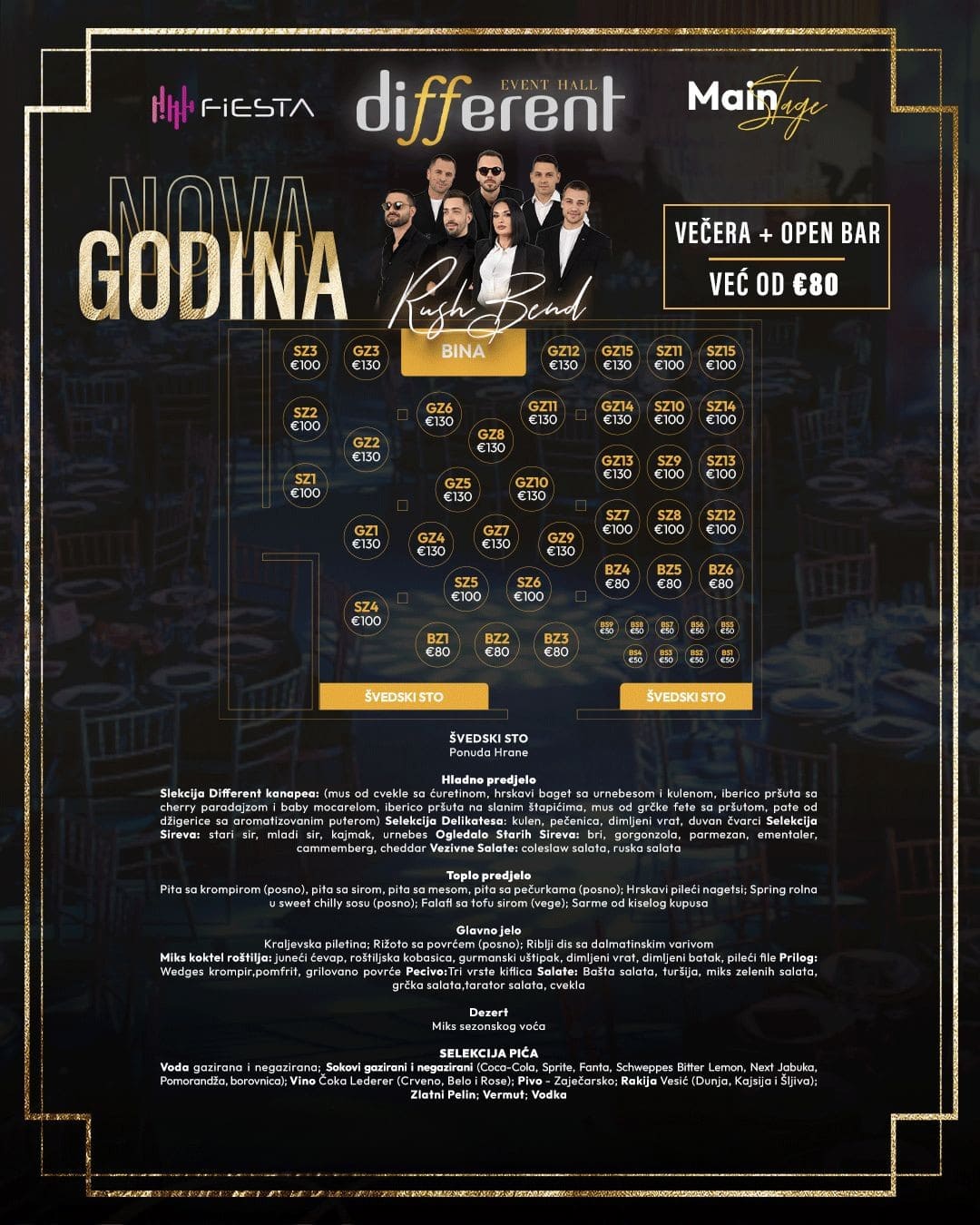 Seating map - Different Event Hall New Year’s Eve 2026