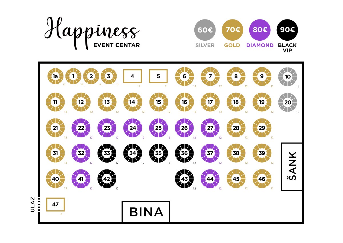 Seating map - Happiness Event Center New Year 2026