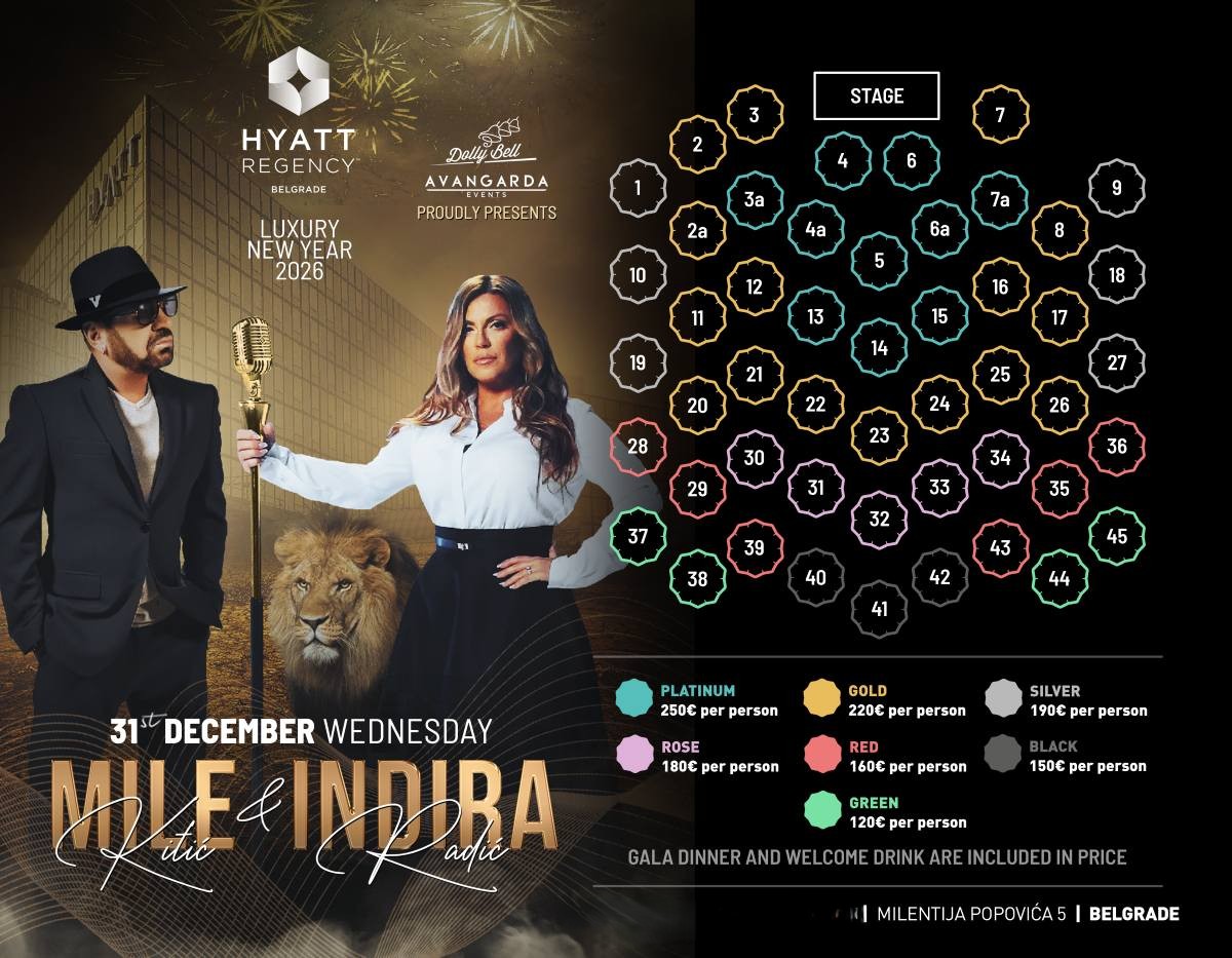 Seating map - Hotel Hyatt New Year’s Eve 2026