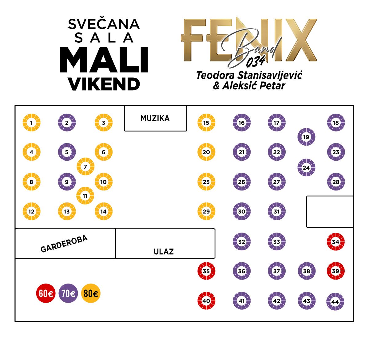 Seating map - Event Center Mali Vikend New Year 2026